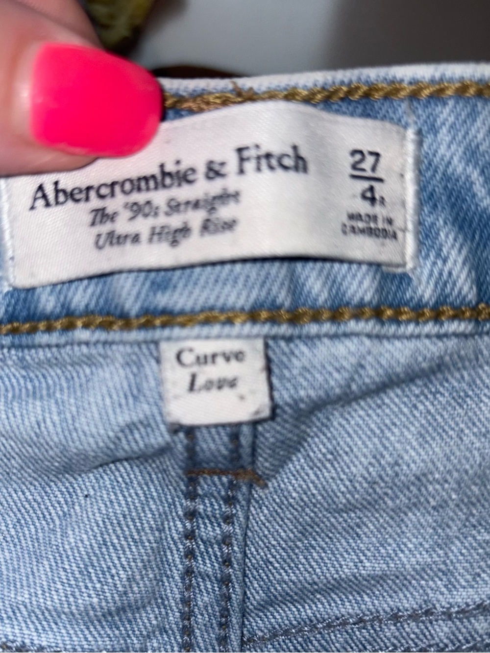 Abercrombie Curve Love 90s Straight Jeans 27/4R Light Wash 30" - Picture 5 of 6